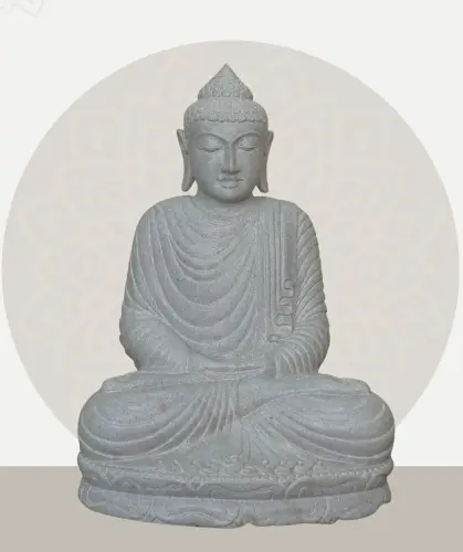 Product image of the product “Seated Buddha made of Riverstone in Dhyana position - gesture of meditation, H. 80cm. ”